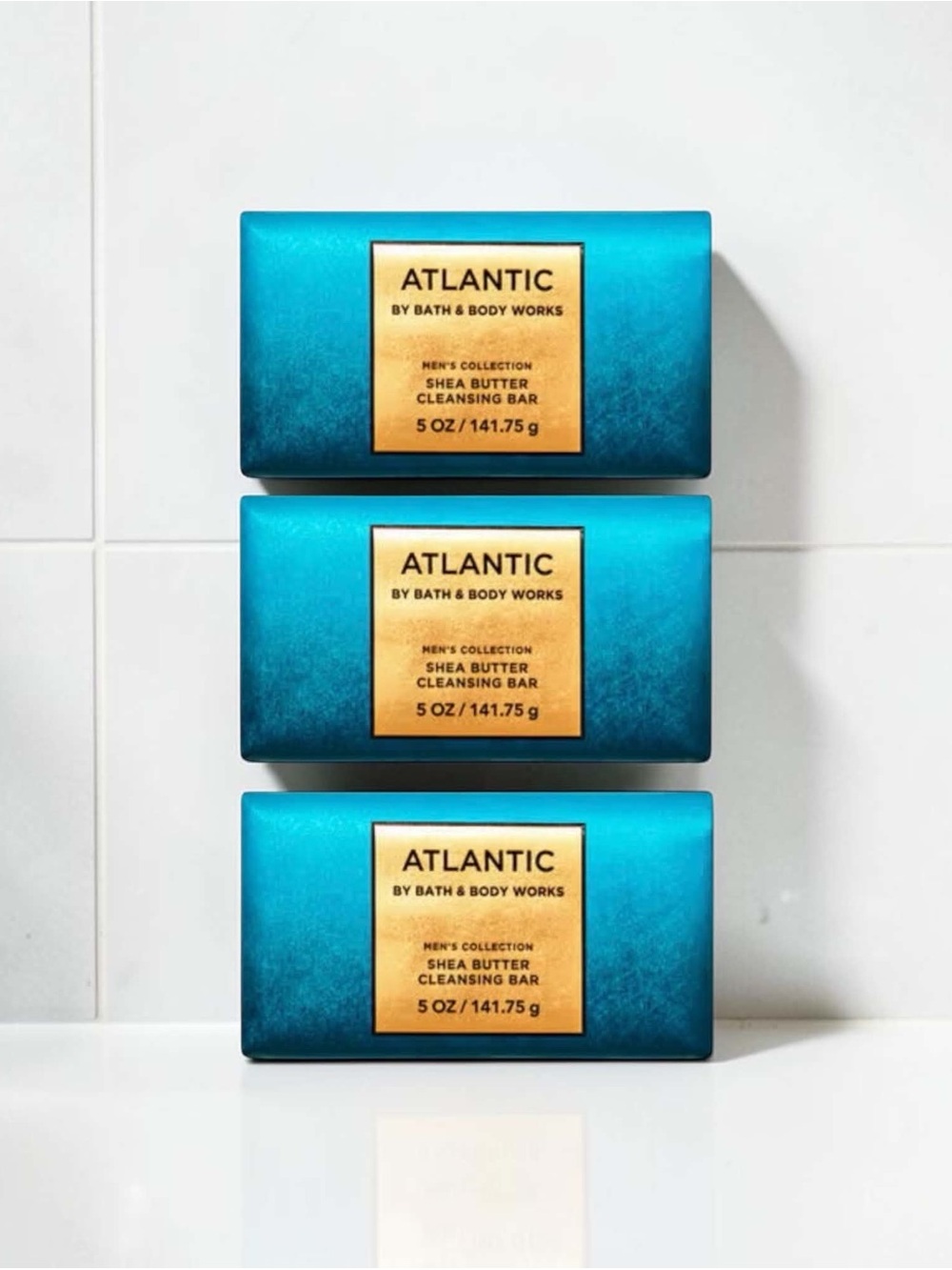 Bath & Body Works Atlantic Men’s Shea Butter Cleansing Bar Soap Set of 3pk New - Picture 4 of 6